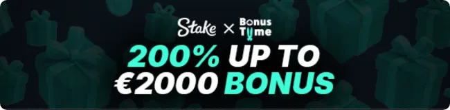 Stake x BonusTiime — 200% up to €2000 BONUS