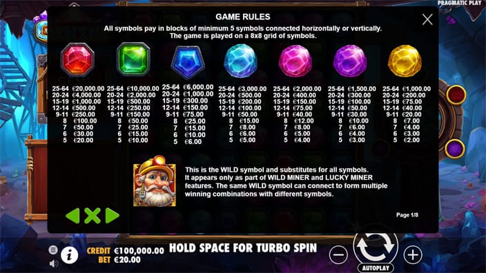 Gemine slot paytable