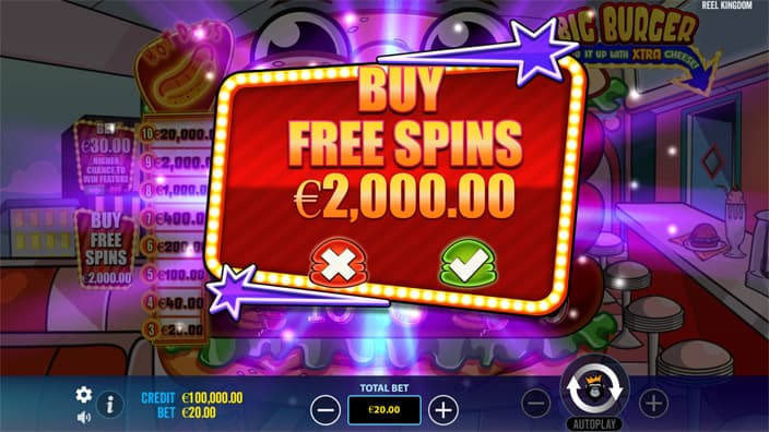 Big Burger Load it up with Xtra Cheese slot bonus buy