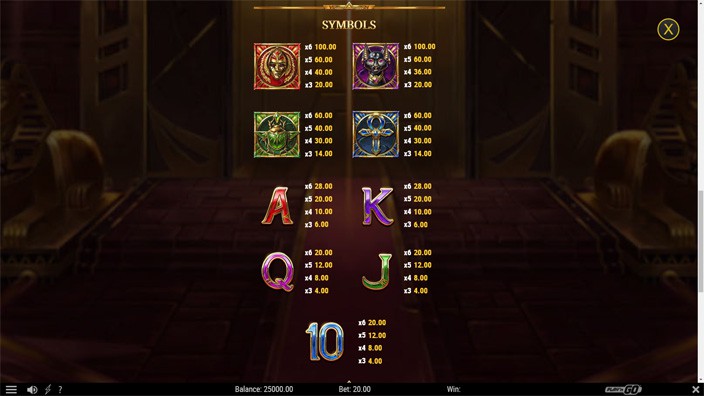 Tomb of Gold slot paytable