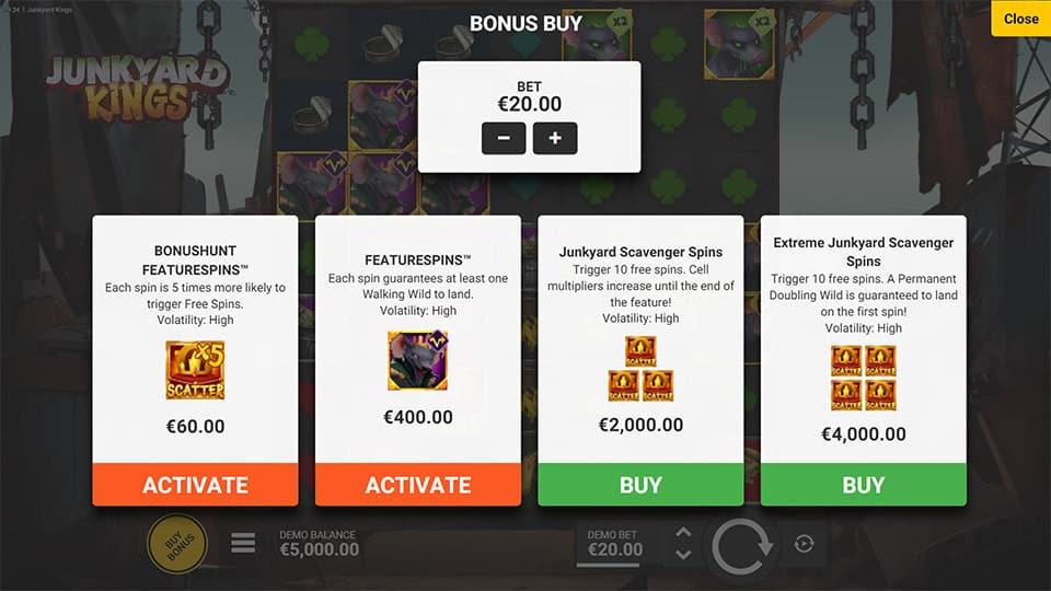 Junkyard Kings slot bonus buy