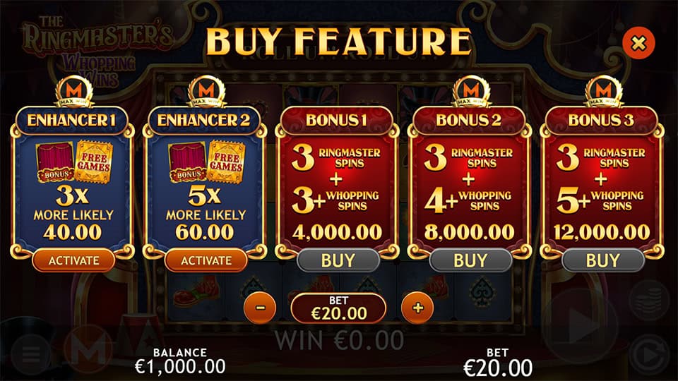 The Ringmasters Whopping Wins slot bonus buy