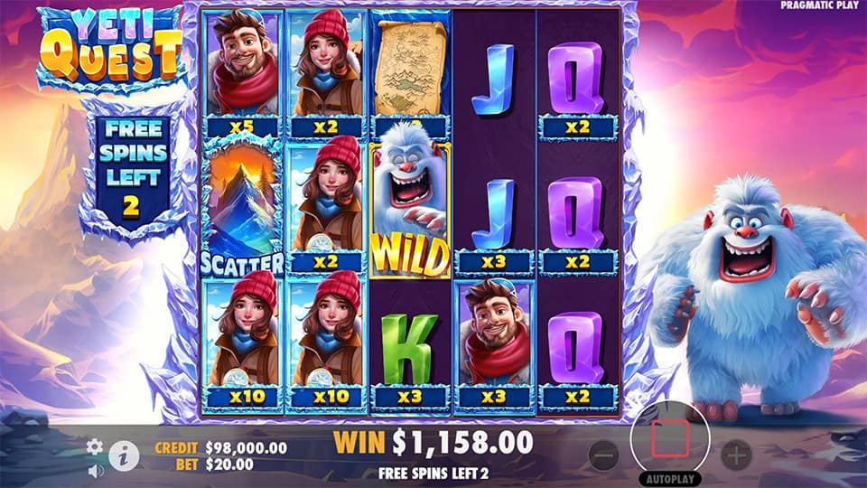 Yeti Quest slot feature symbol multiplier