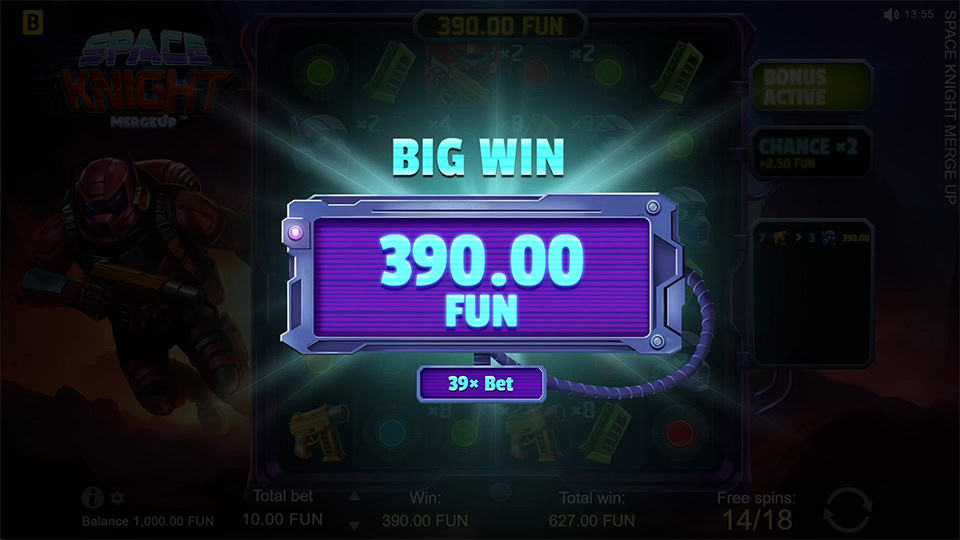 Space Knight Merge Up slot big win