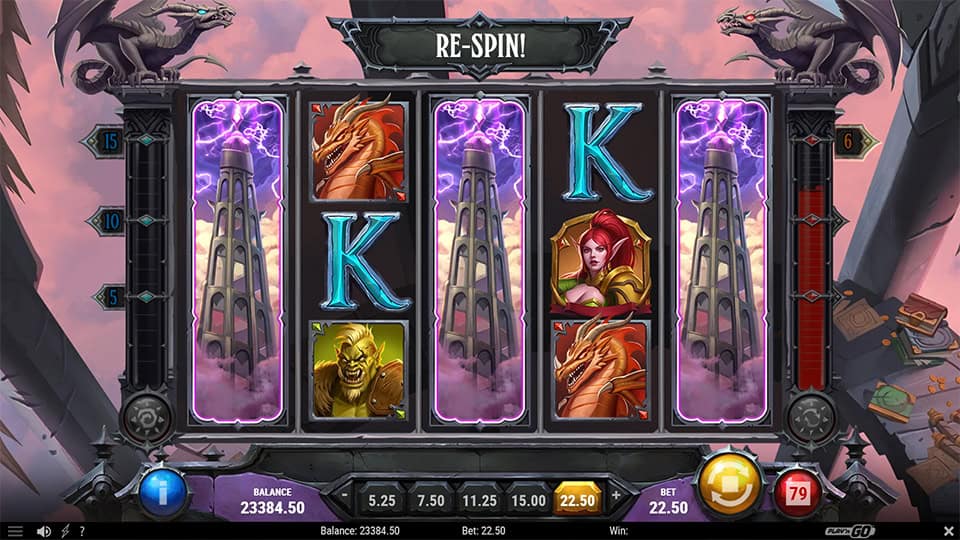 Tower Quest Legacy slot feature respin blue flask