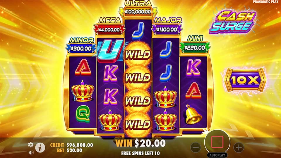 Wild symbols stacked on reel 3 during free spins