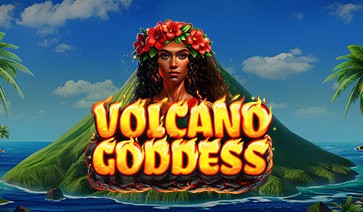 Volcano Goddess slot cover featuring the game’s official logo with a fiery volcano-themed design.
