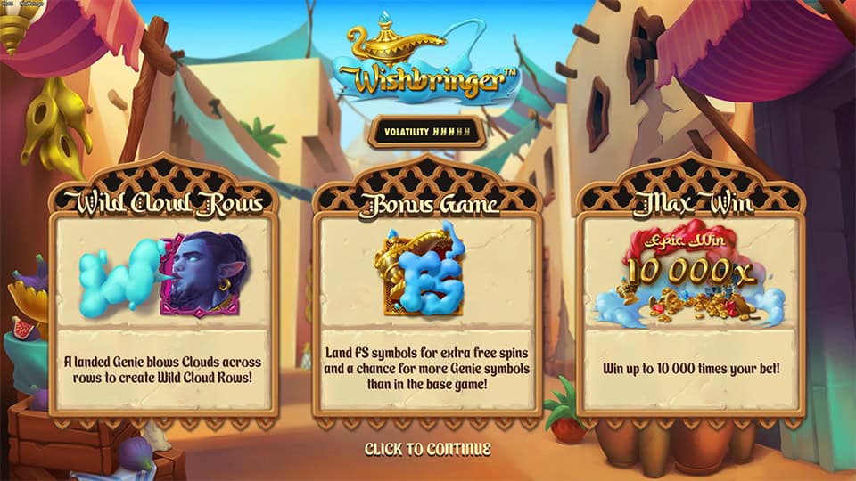 Wishbringer slot homepage showcasing key features, special mechanics and maximum win potential.