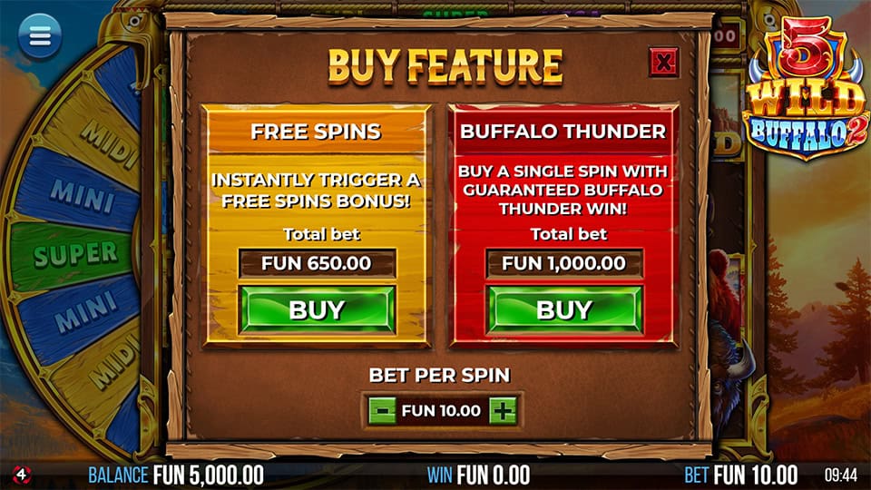 5 Wild Buffalo 2 slot bonus buy