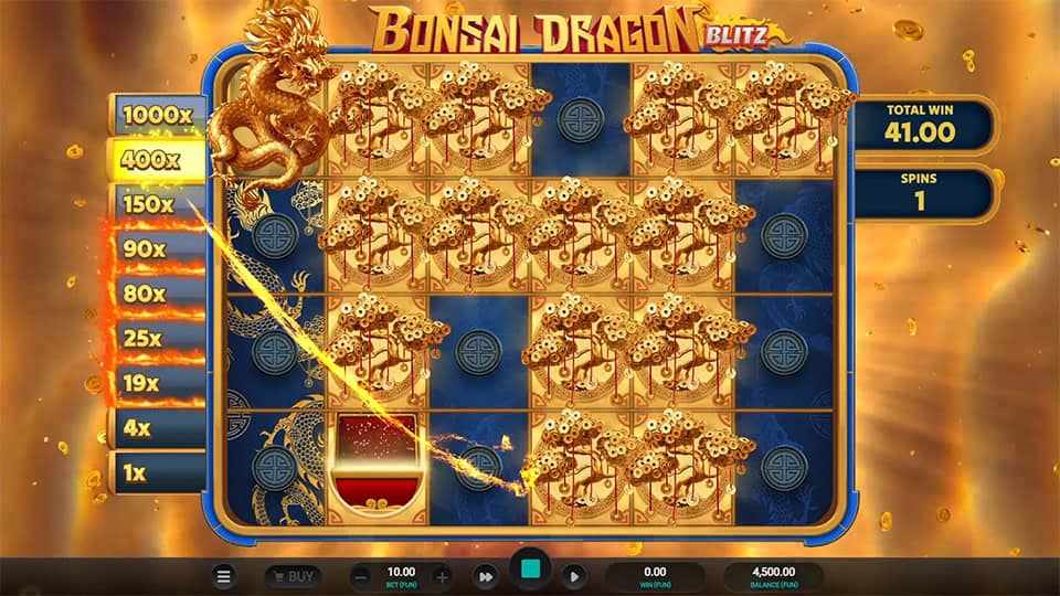 Screen showing the Bonsai Chest symbol and how it awards instant cash prizes during the bonus round.