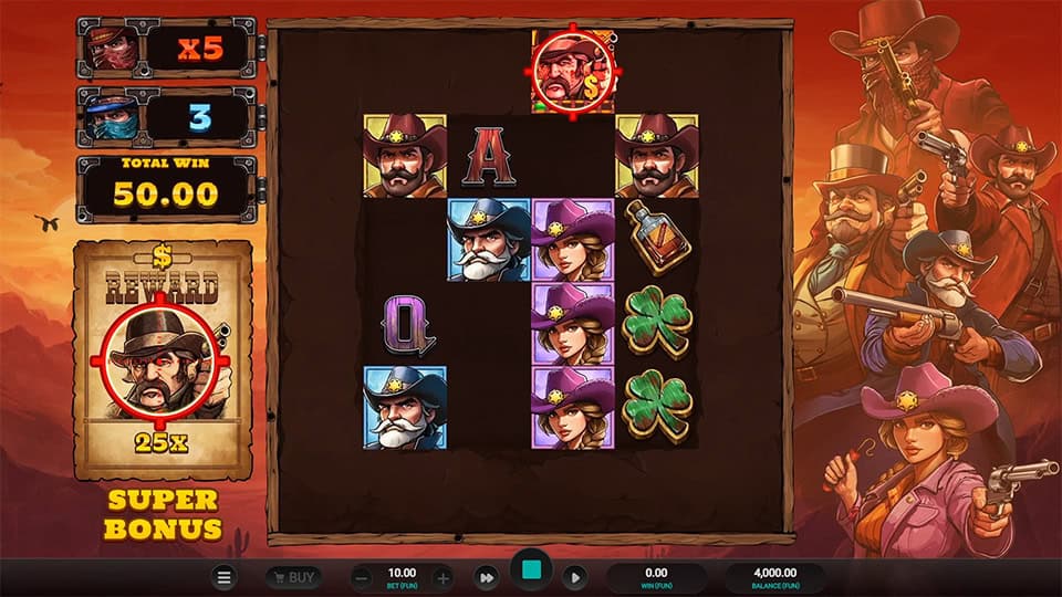 Bounty County boss symbol with 25x reward and red target.