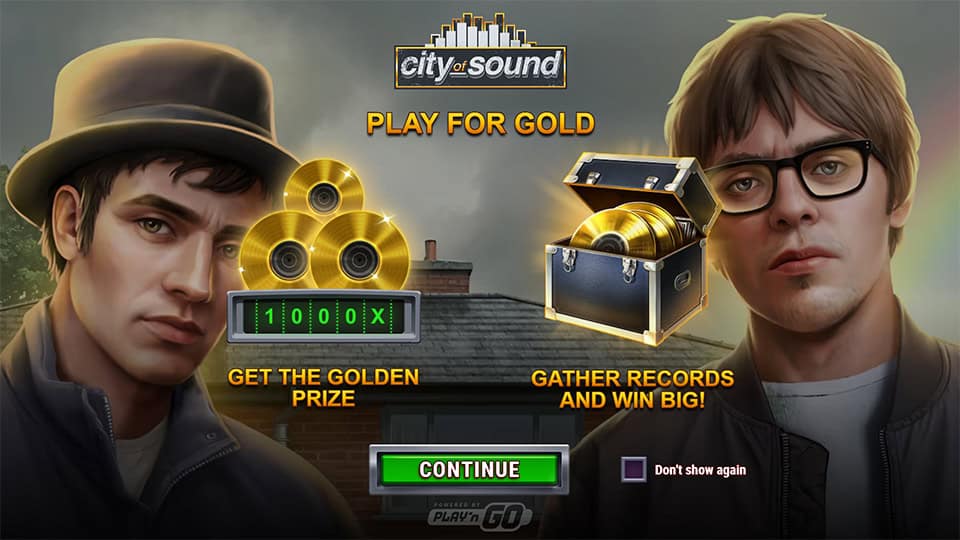 Intro screen featuring band members and details on golden prizes and record collections.