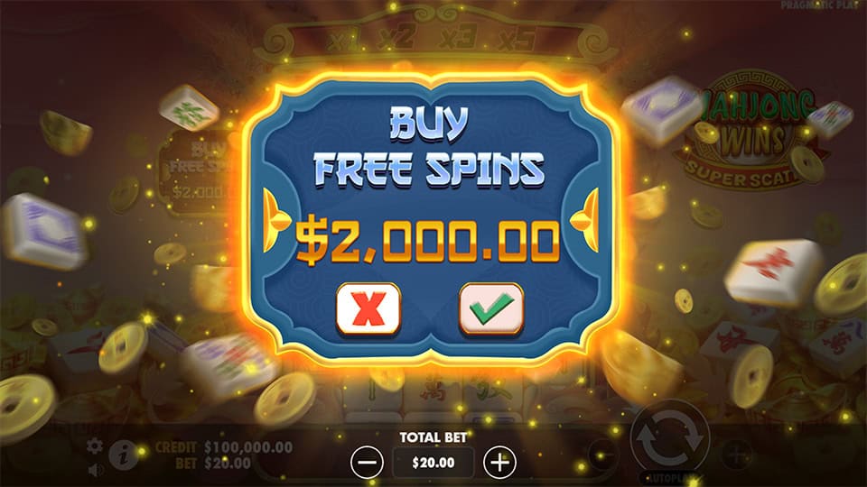 Free spins buy screen for x100 the bet.