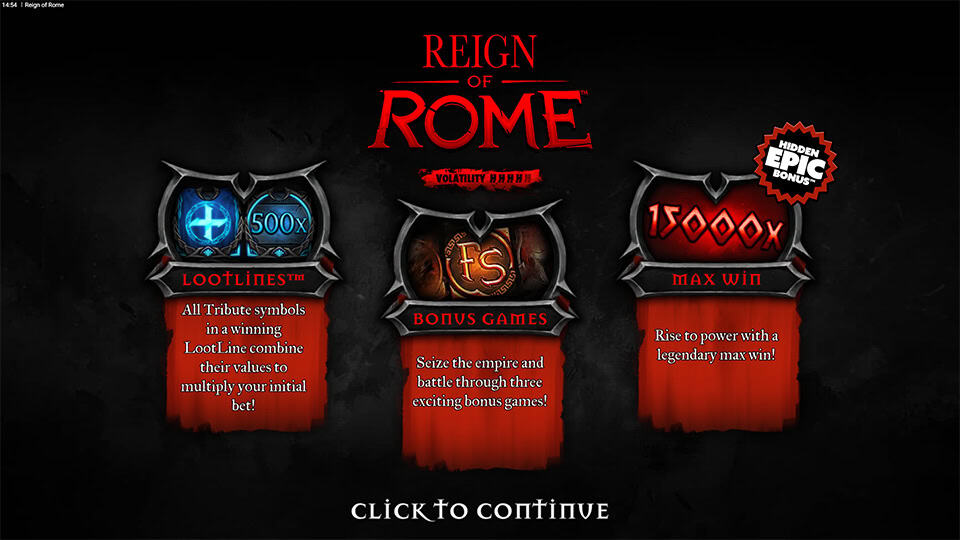 Reign of Rome slot features LootLines, bonus games and up to 15,000x max win