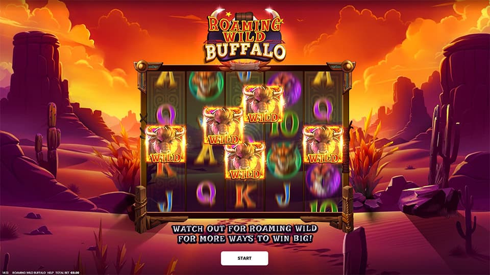 Homepage of Roaming Wild Buffalo slot introducing game features and bonus mechanics.
