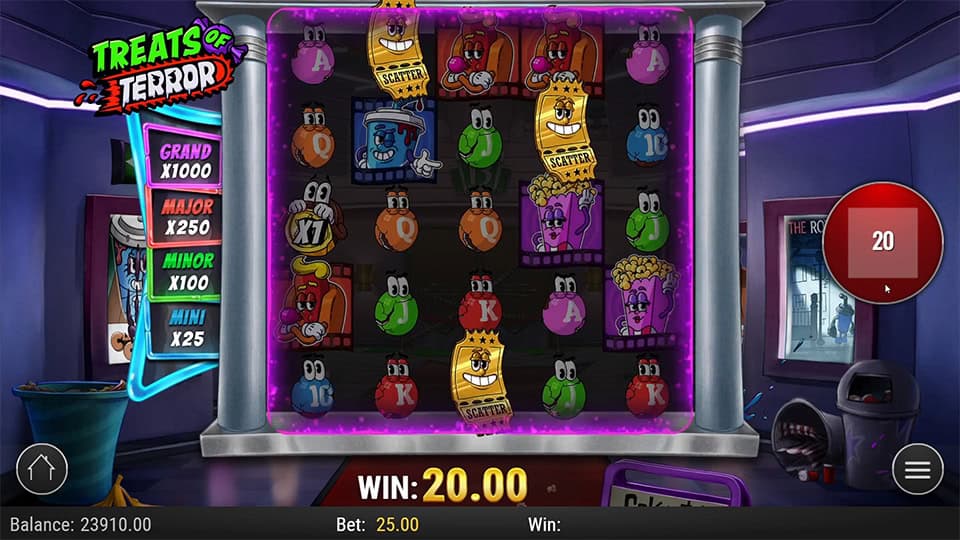 Three Scatter symbols appear on the reels to unlock the Free Spins in Treats of Terror slot