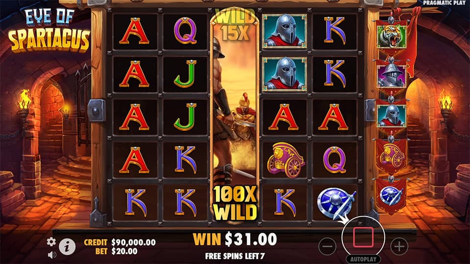 Game feature showing expanding wild symbol with a 100x multiplier and 15x wild boost highlighted.