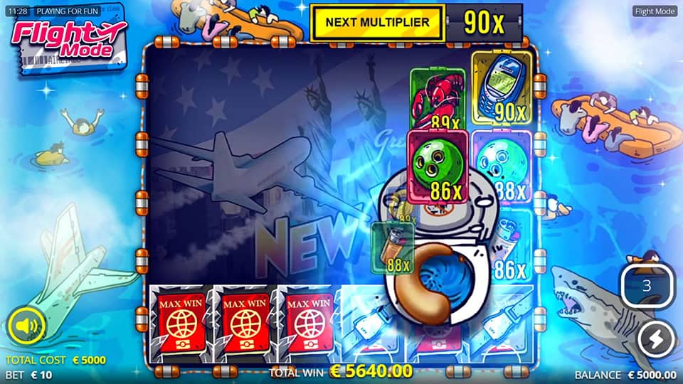 Slot view with max win symbols and xHole triggers shown during bonus play.