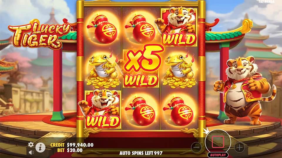 Lucky Tiger slot full-screen wild multiplier x5