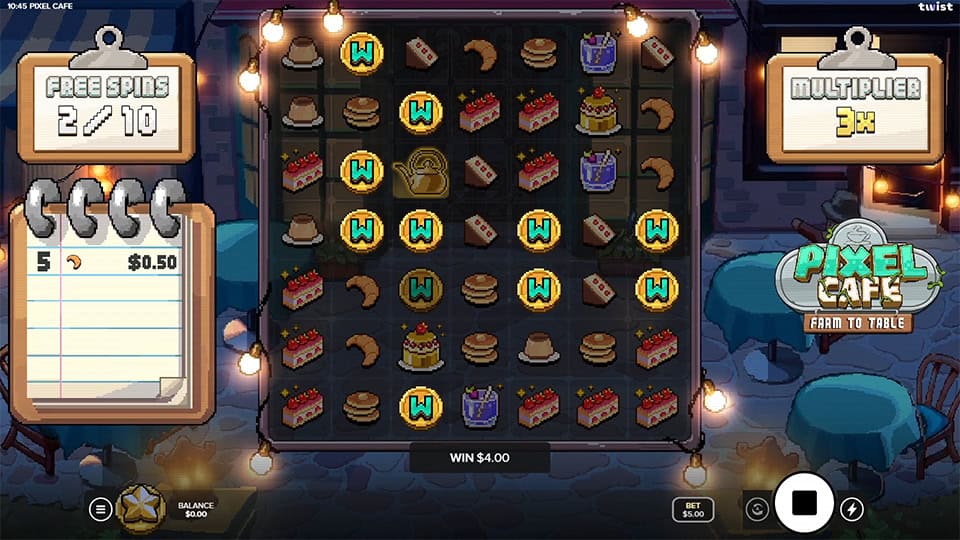 Wild symbols appearing all over the screen in Pixel Cafe slot, creating massive win potential.