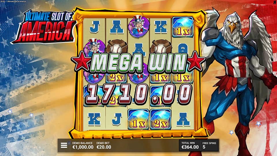 Winning screen showing major payout with diamonds and multipliers.