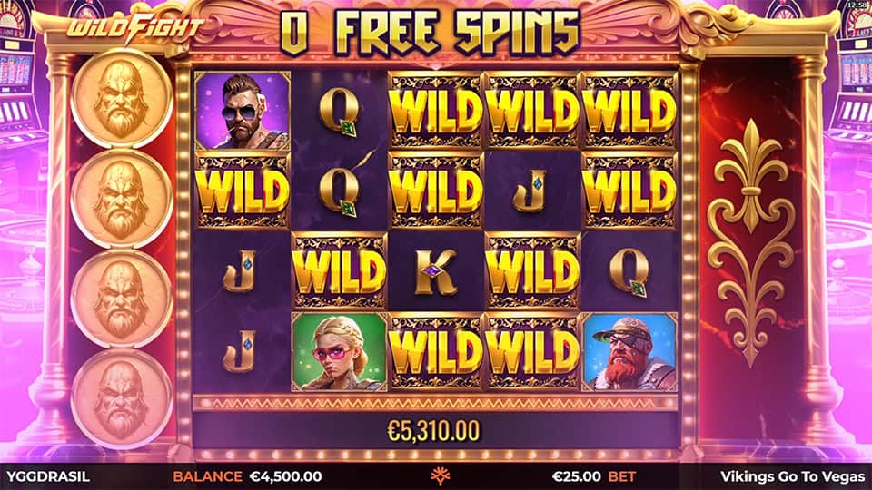 Free spins result with multiple stacked wilds on screen