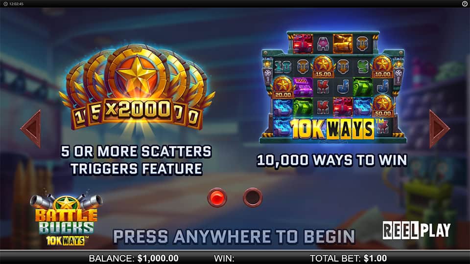 Battle Bucks 10K Ways slot homepage