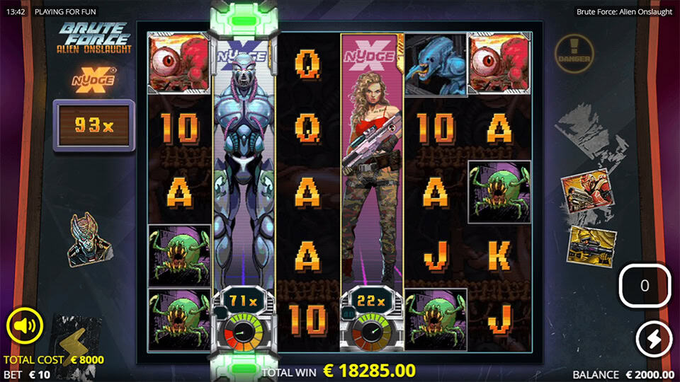 Reels filled with character wilds and multipliers up to 67x shown below each reel.