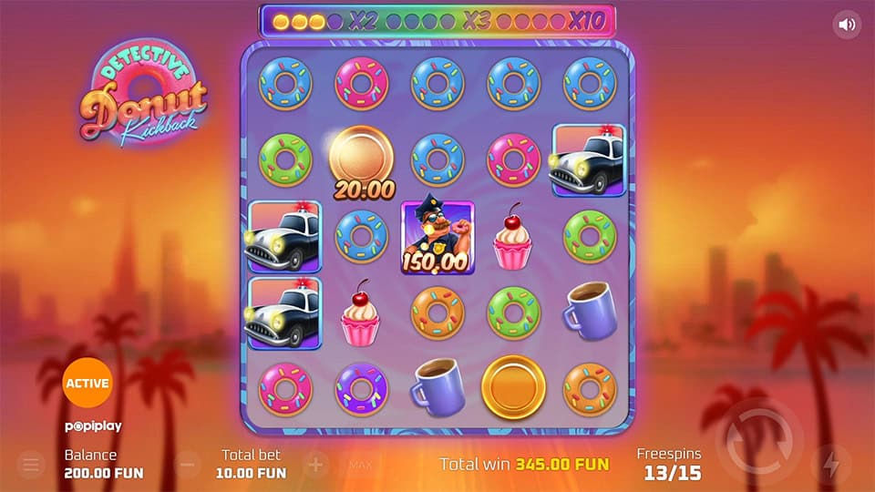 Feature explanation screen showing the police officer collecting coin values.