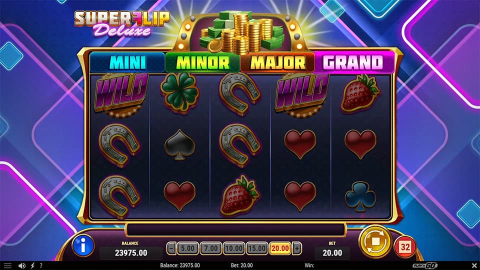 Feature screen where a token triggers a random jackpot win from MINI to GRAND prize tiers.