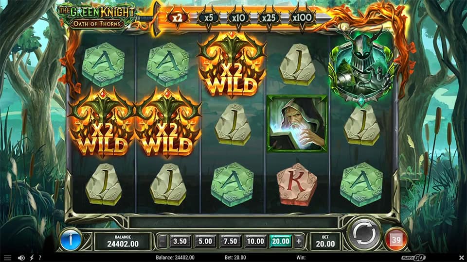 The Green Knight Oath of Thorns slot feature wild multiplier