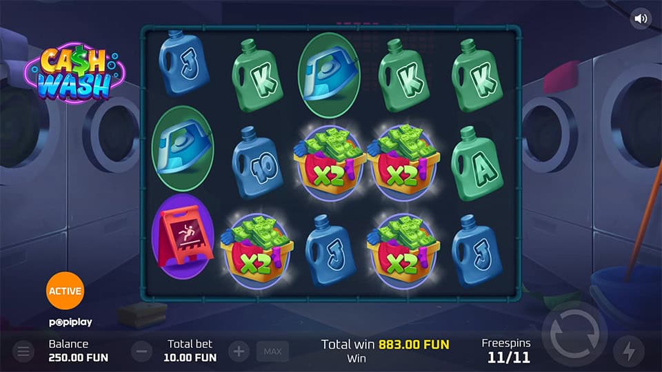 Cash Wash slot feature sticky wild multipliers