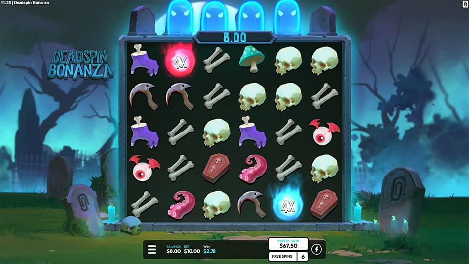 Deadspin Bonanza slot feature orbs multiplier