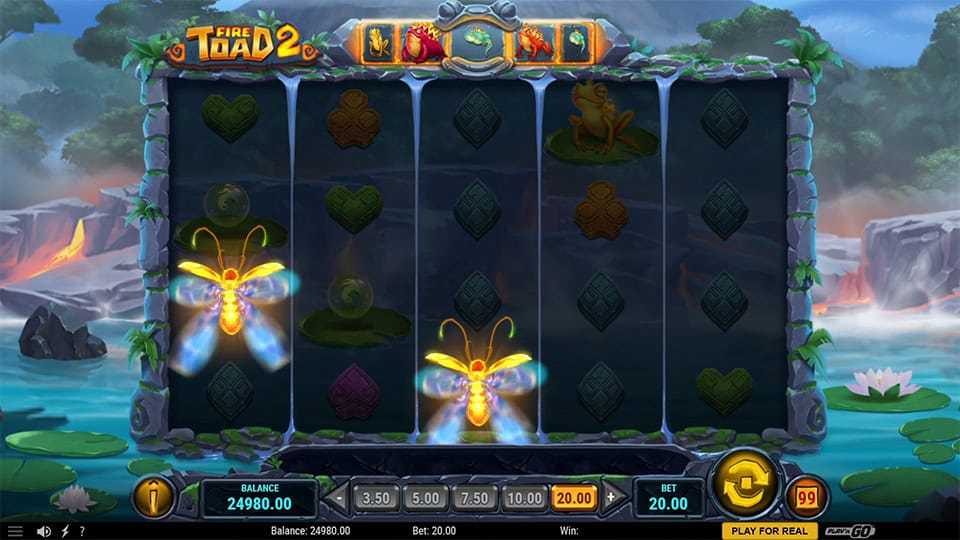 Feature screen showing symbol upgrades in Free Spins, Golden Lilypad activation and Inferno Spins for bigger wins.