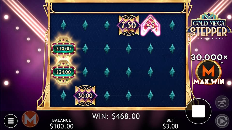 Multiplier symbol with x5 glowing on the grid among bonus tiles and prize amounts.