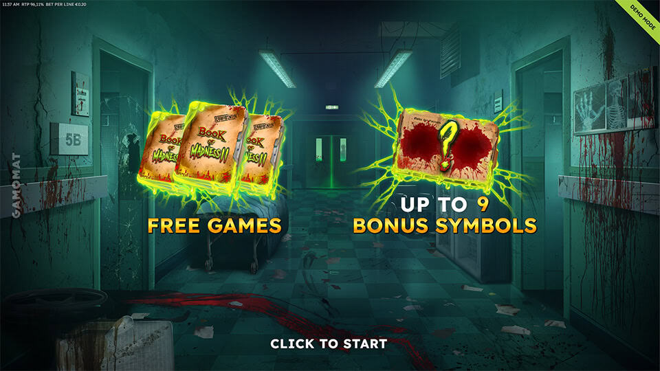 Intro screen showcasing bonus books and a feature with up to 9 expanding bonus symbols.