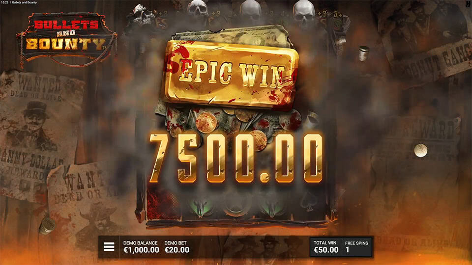 Epic Win banner with a gold bar smashing down in a cloud of smoke and skulls.