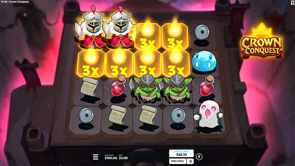 Crown Conquest slot feature wild multipliers