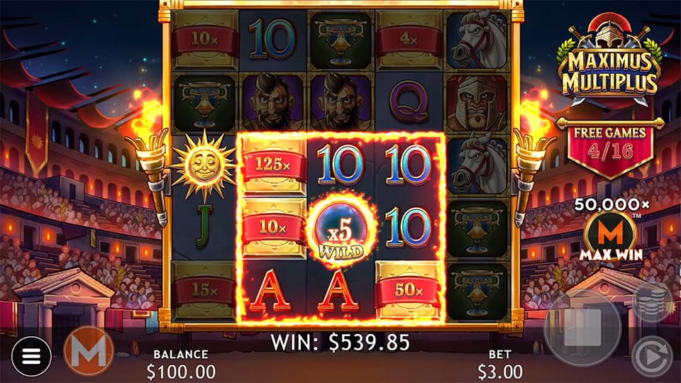 Maximus Multiplus slot feature multiplier