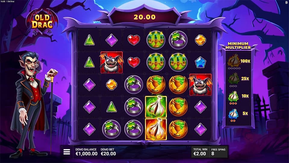 Garlic symbols lighting up with multiplier ladder on the right during free spins.