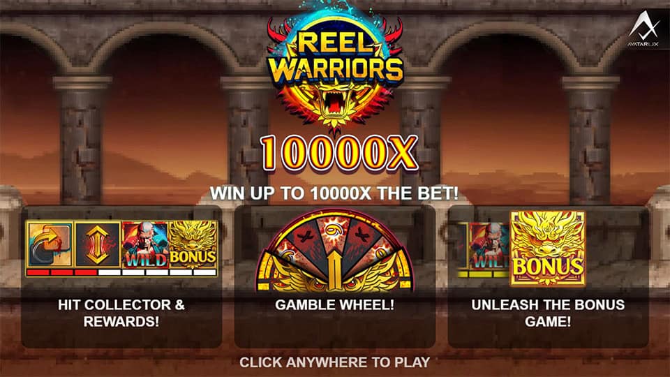 Intro page highlighting Gamble Wheel, Collector rewards and bonus game mechanics.