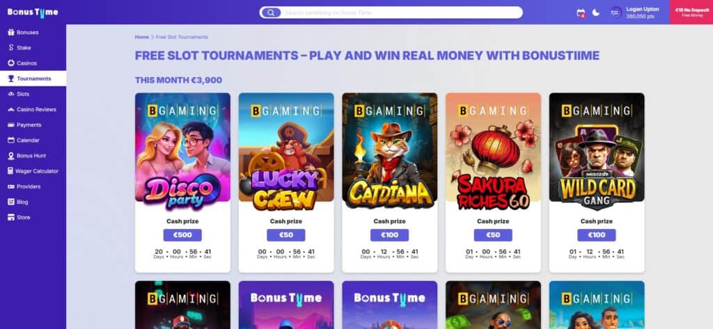 Free slots tournaments bonustiime