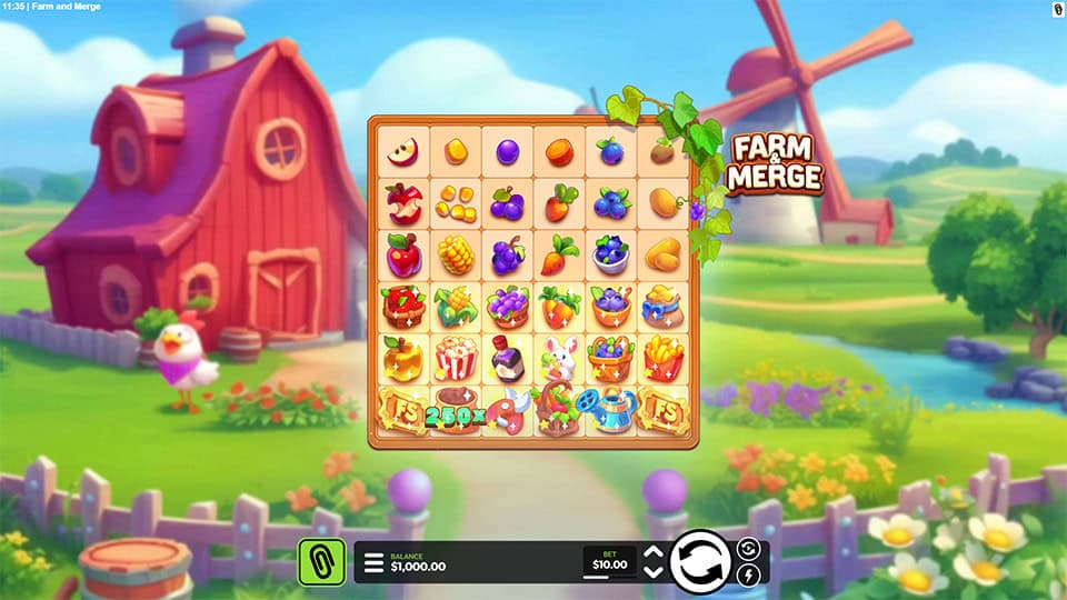 Farm and Merge slot game preview