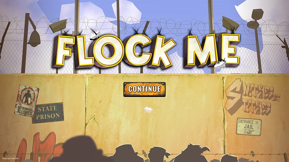 Flock Me slot intro screen