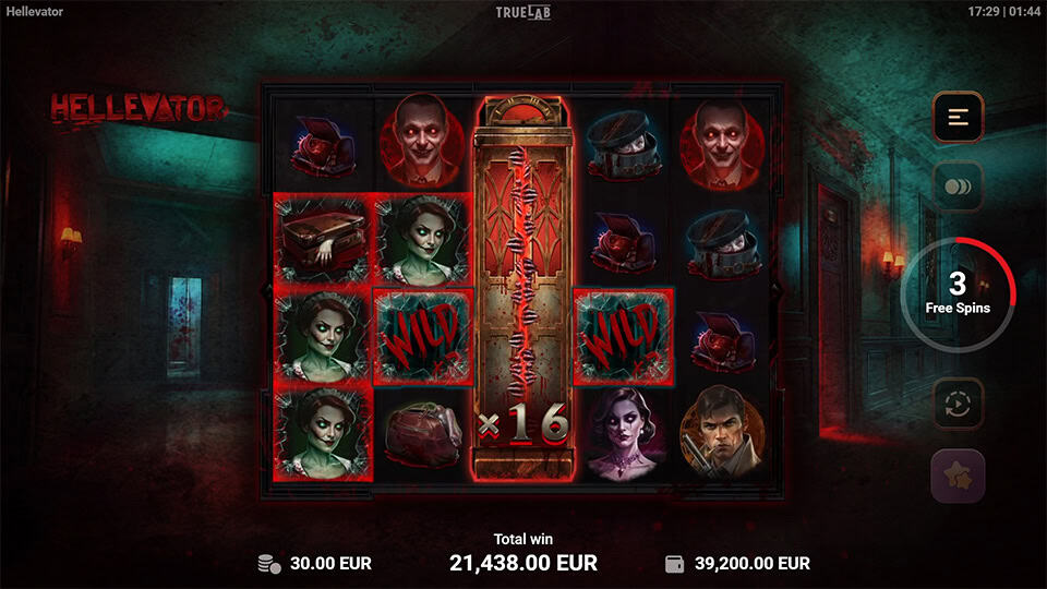 Hellevator slot feature wild multiplier