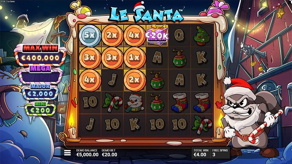 Le Santa slot feature mega jackpot