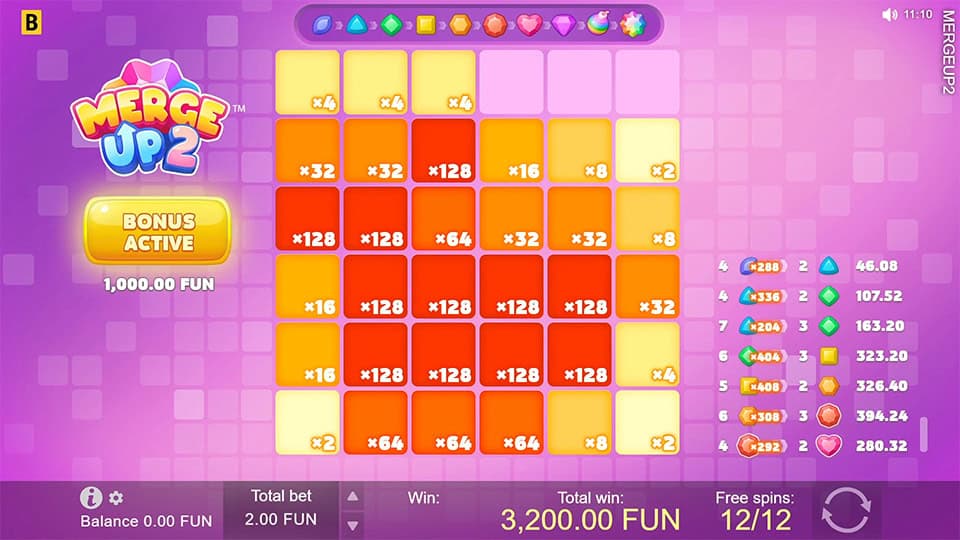 Merge Up 2 slot feature spot multiplier