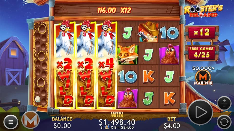 Roosters Reloaded slot feature expanding wild