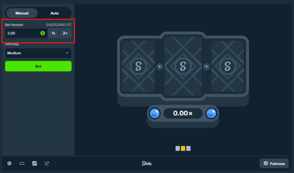 Tarot betting interface on Stake with options displayed.