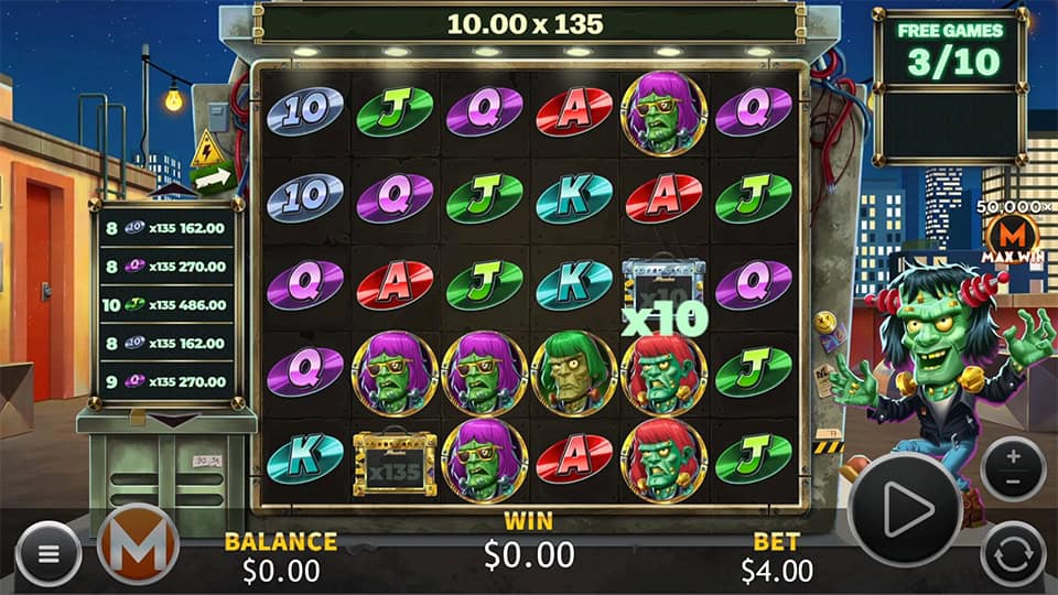 Dr Funkenstein and His Monsters slot feature growing multi